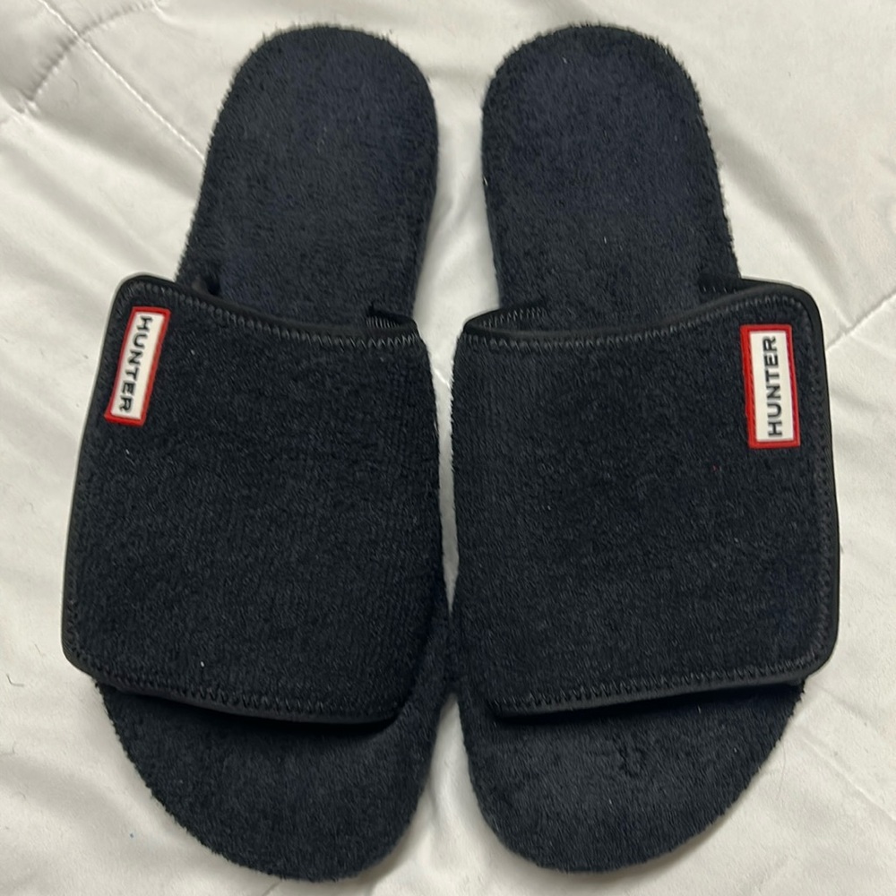 Hunter terry cloth slide sandals UK size 8. Ladies US size 10. Black.